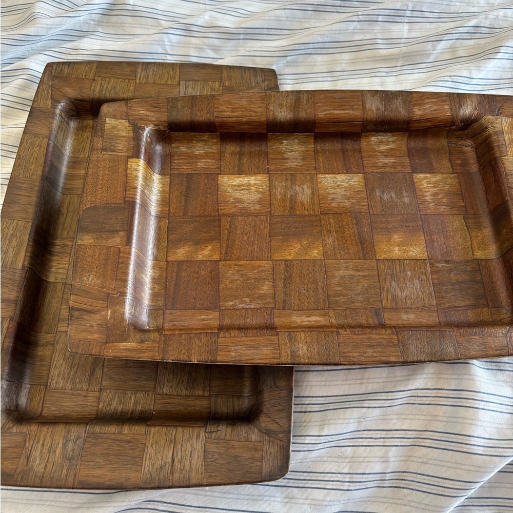 Wood Veneer Checkered Food Tray - Picture 5 of 7